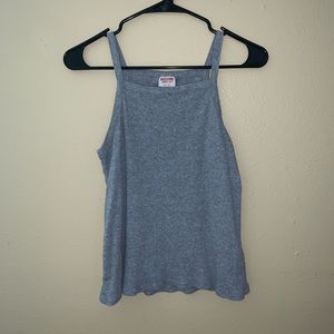 Grey Ribbed Spaghetti Strap